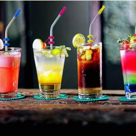 19 PC SET Stainless Steel Straws Cleaning Tools Straw Tips Storage Bag NWT - Picture 2 of 8